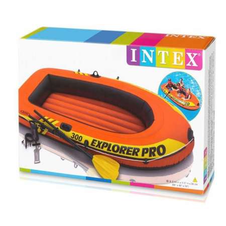 Надувная лодка Intex Эксплорер про 300 с веслами и ручным насосом 244х117х36 см