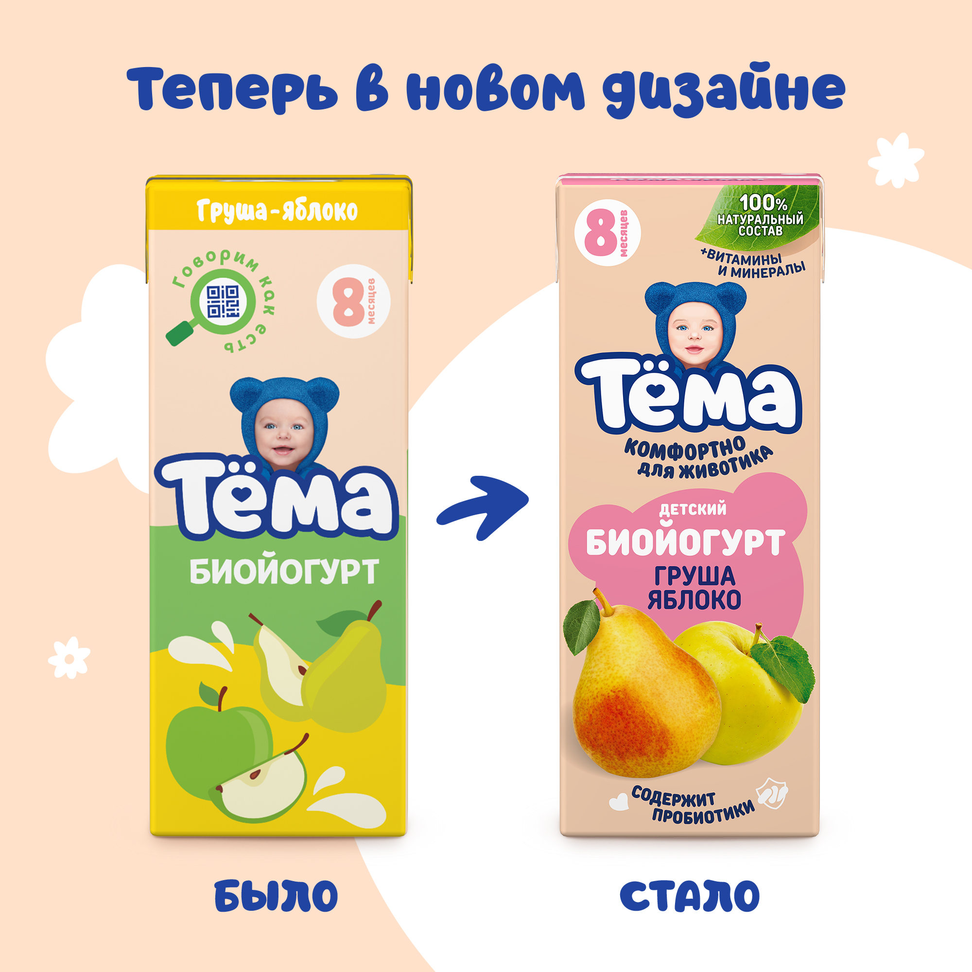 Биойогурт питьевой Тёма груша-яблоко 2.8% 210г - фото 5