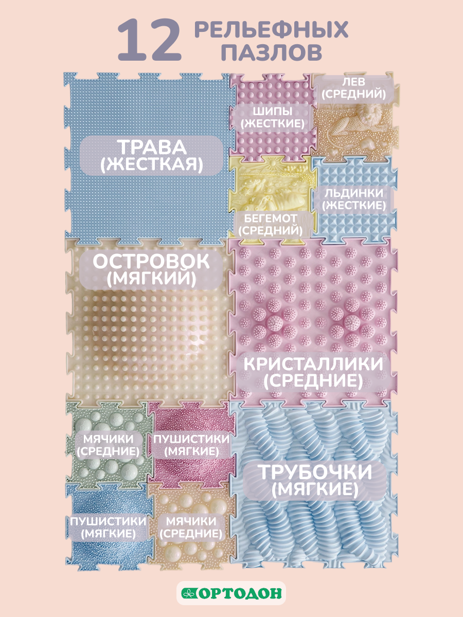 Коврик-пазл Ортодон массажный развивающий 26 x 147 см - фото 3