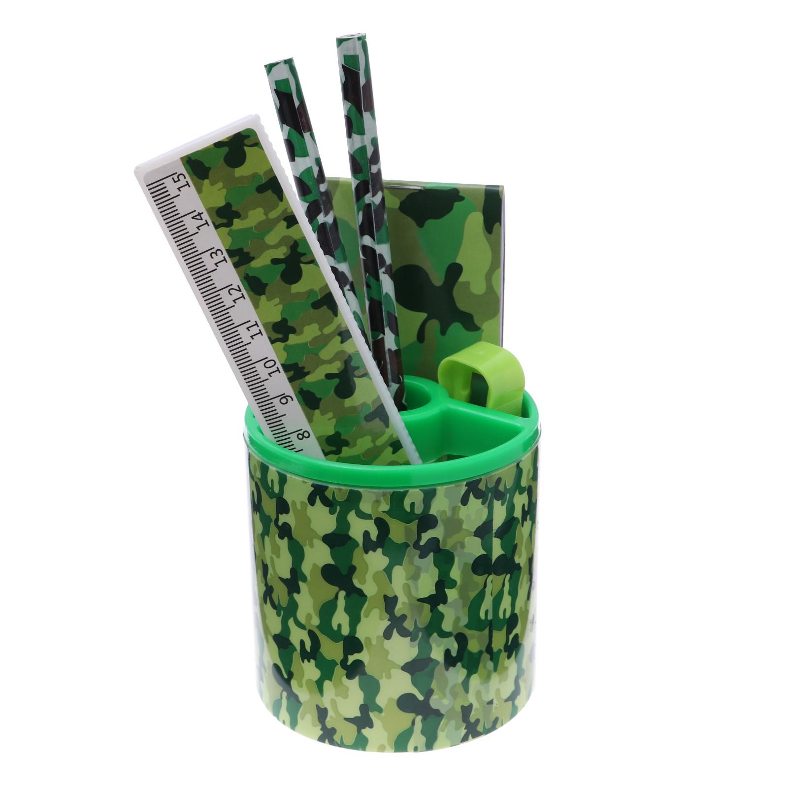 Изображение товара Настольный детский канцелярский набор Calligrata Милитари с карандашами и ножницами