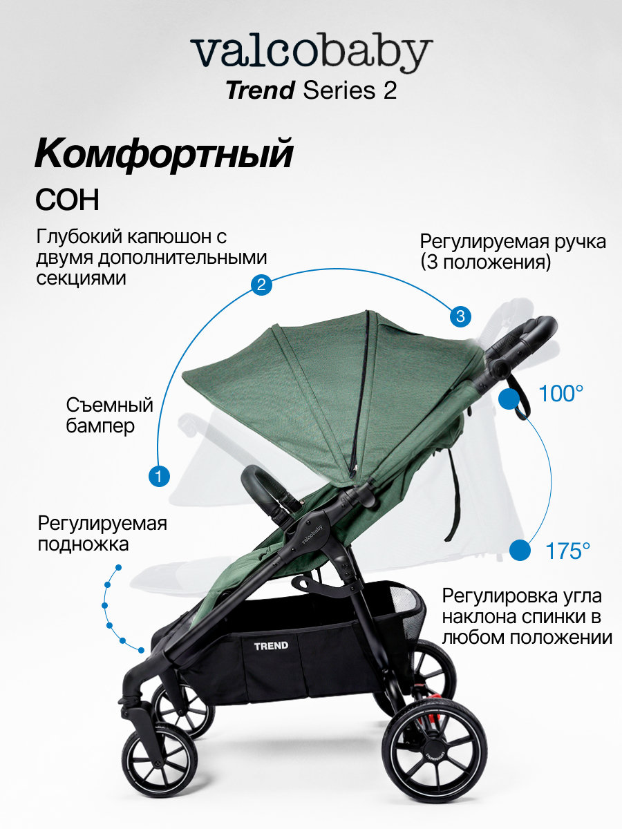Коляска прогулочная Valco baby Trend серия 2 зеленый - фото 3
