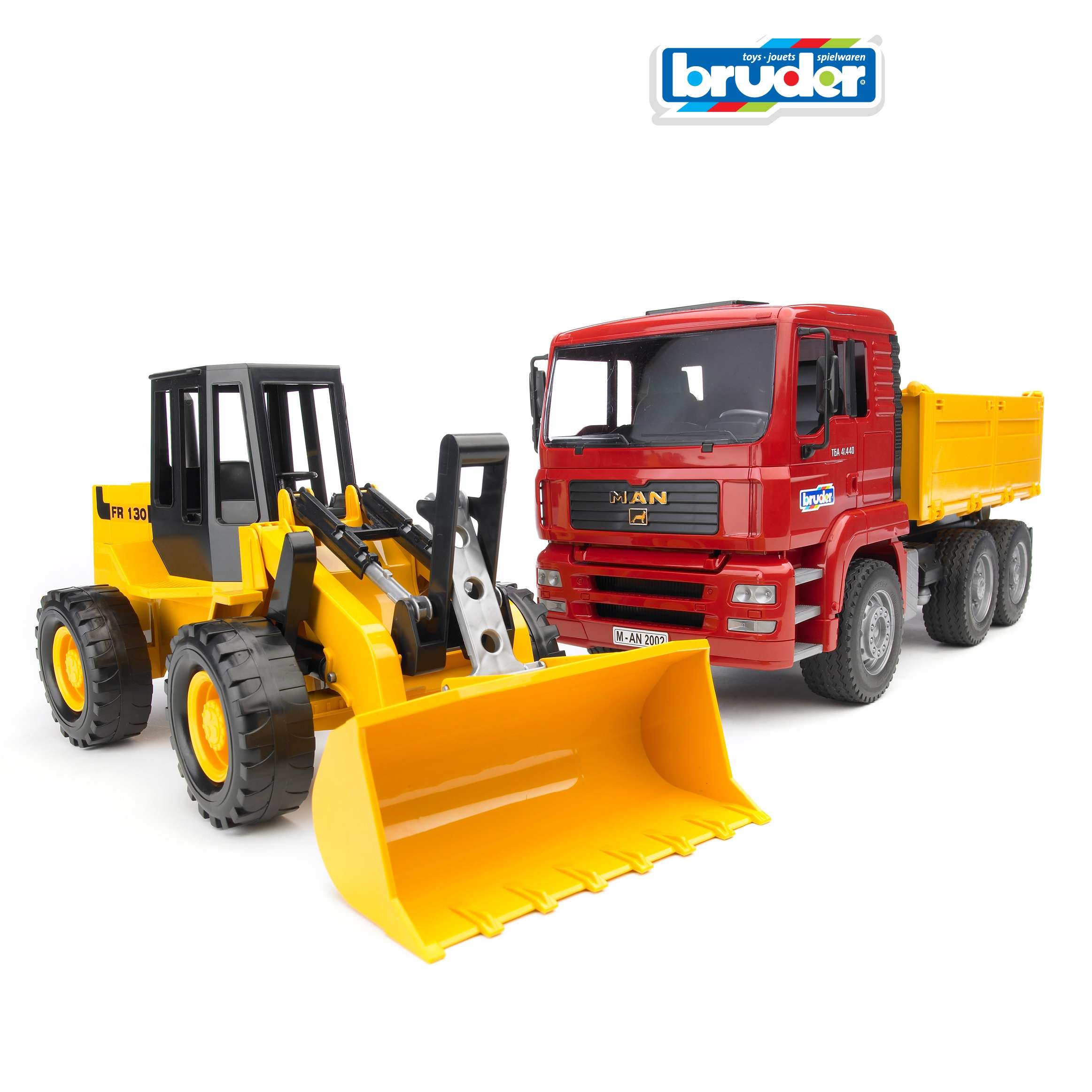 Самосвал Bruder MAN с колёсным бульдозером 1:16 02-752 - фото 1