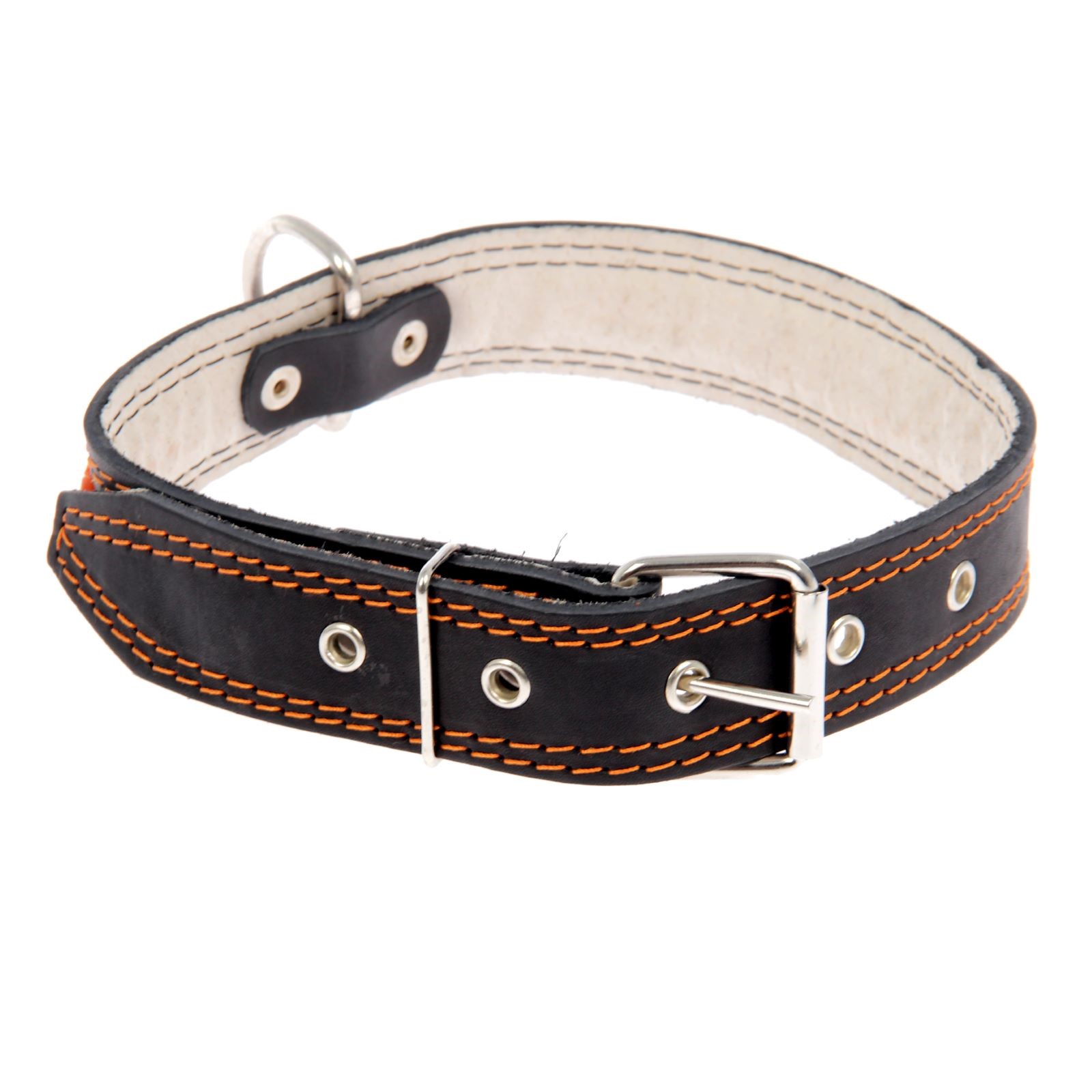 Ошейник Пижон кожаный двухслойный Коса 72х3.6 см ОШ 45-60 см микс - фото 2