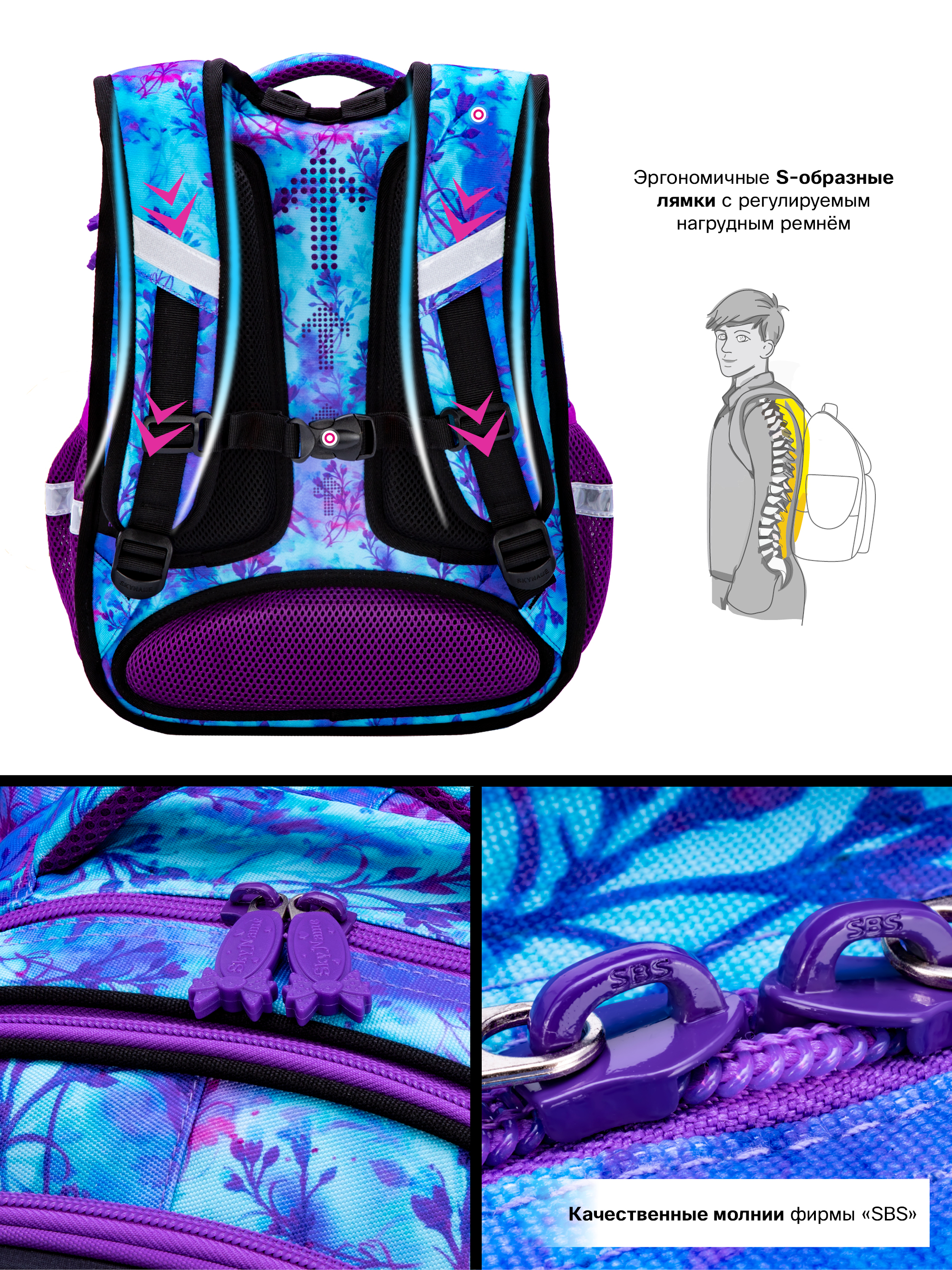 Рюкзак SkyName анатомическая спинка + брелок - фото 9