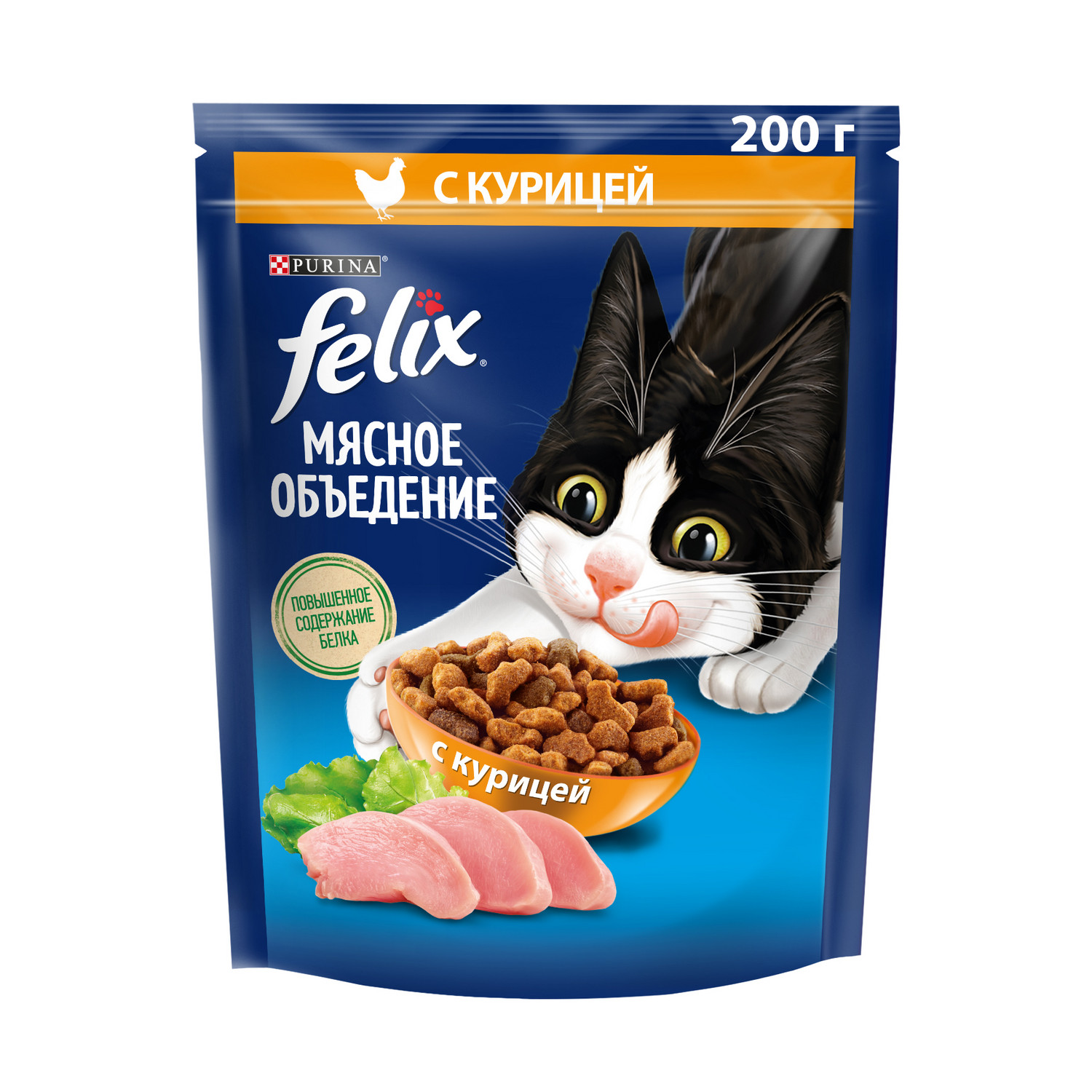 Корм для кошек Felix Мясное объедение сухой с курицей 200г - фото 1