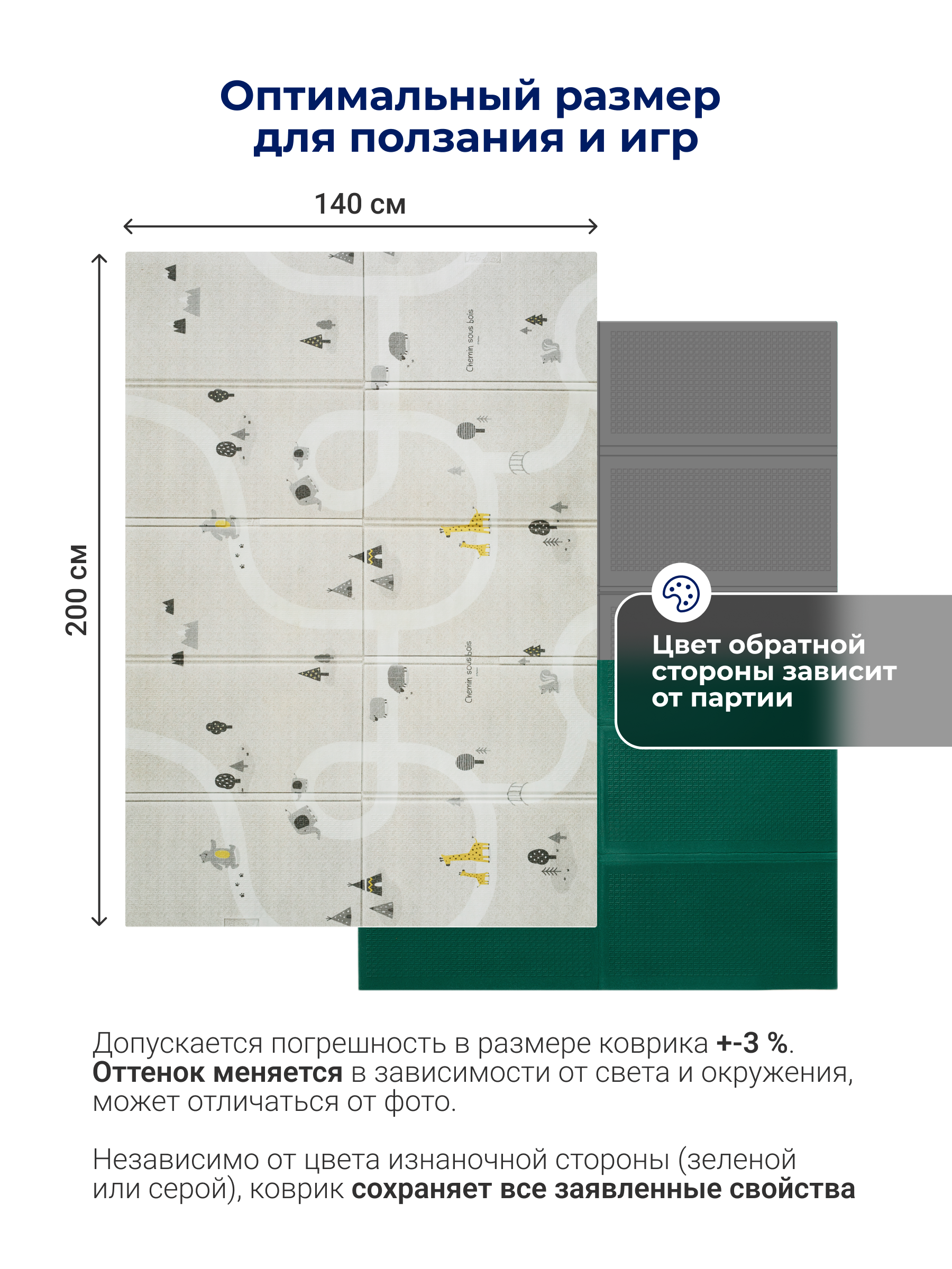 Детский складной коврик Parklon Лесные тропинки 140 x 200 см 1 шт. - фото 6