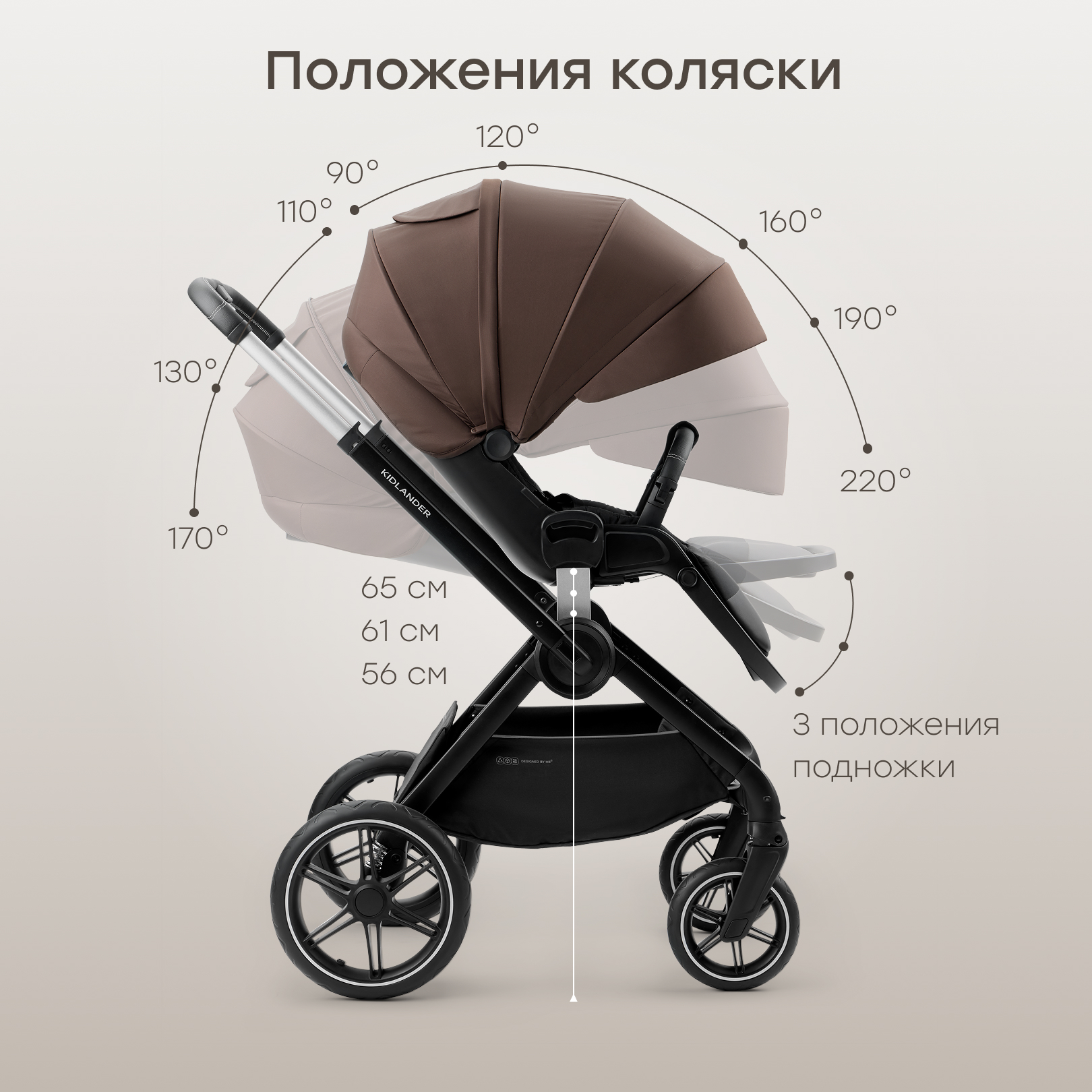 Коляска 2в1 Happy Baby Kidlander коричневый - фото 21