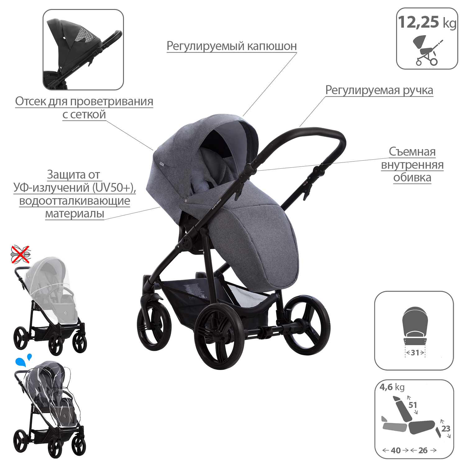 Коляска 2в1 Bebetto Explorer Air Lux - фото 5
