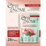 Корм влажный Optinom для стерилизованных кошек и кастрированных котов с индейкой и клюквой 28шт