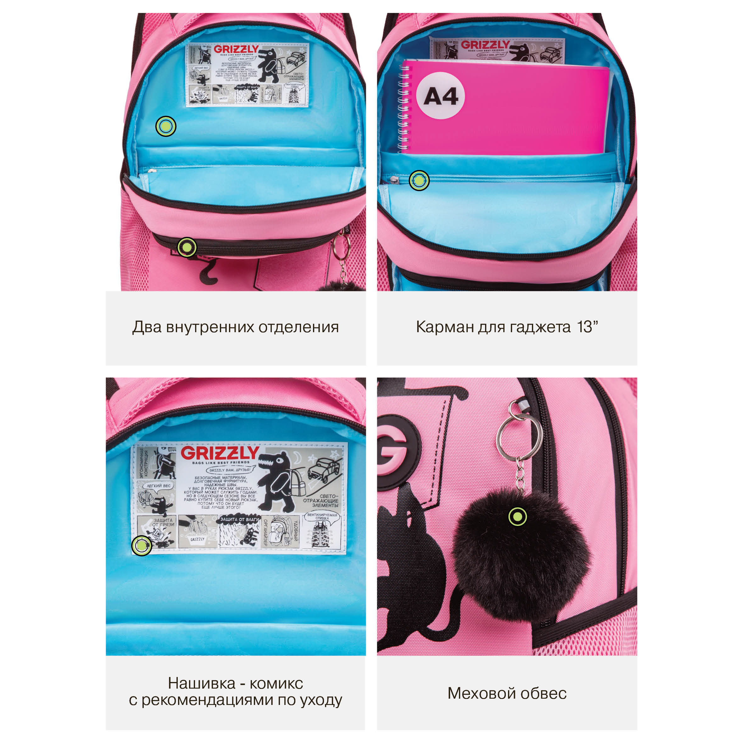 Рюкзак Grizzly для девочки - фото 11