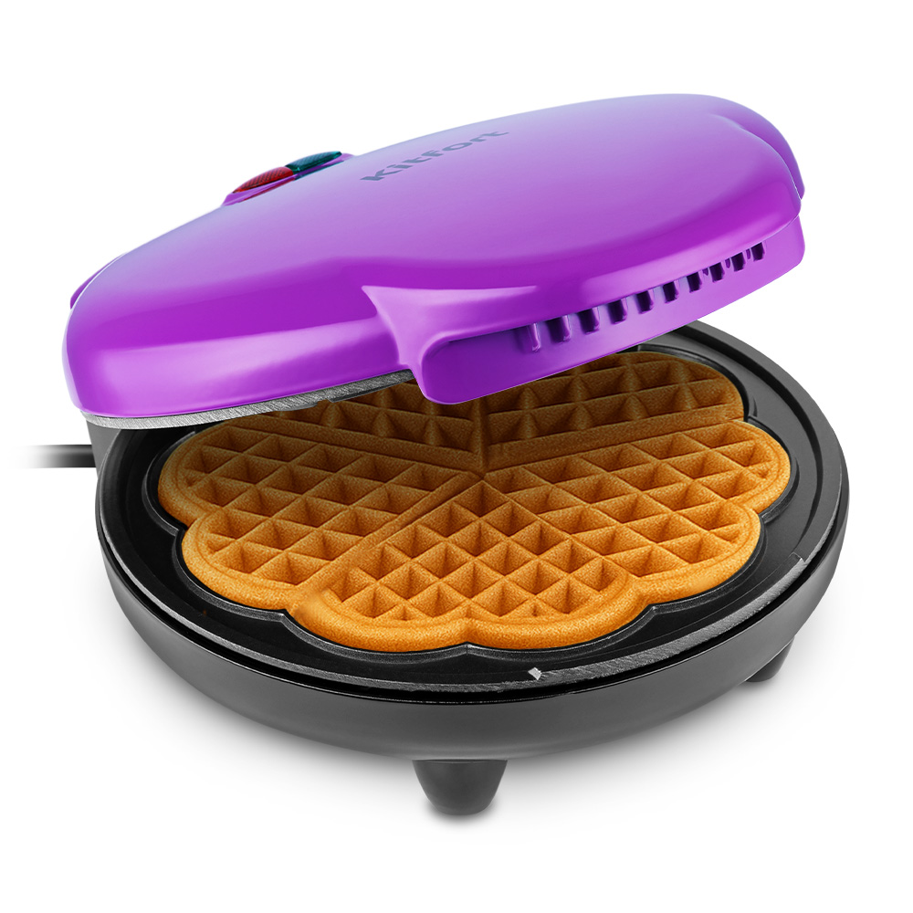 Изображение товара Вафельница KITFORT КТ-5610 с антипригарным покрытием и формами цветка и сердечек