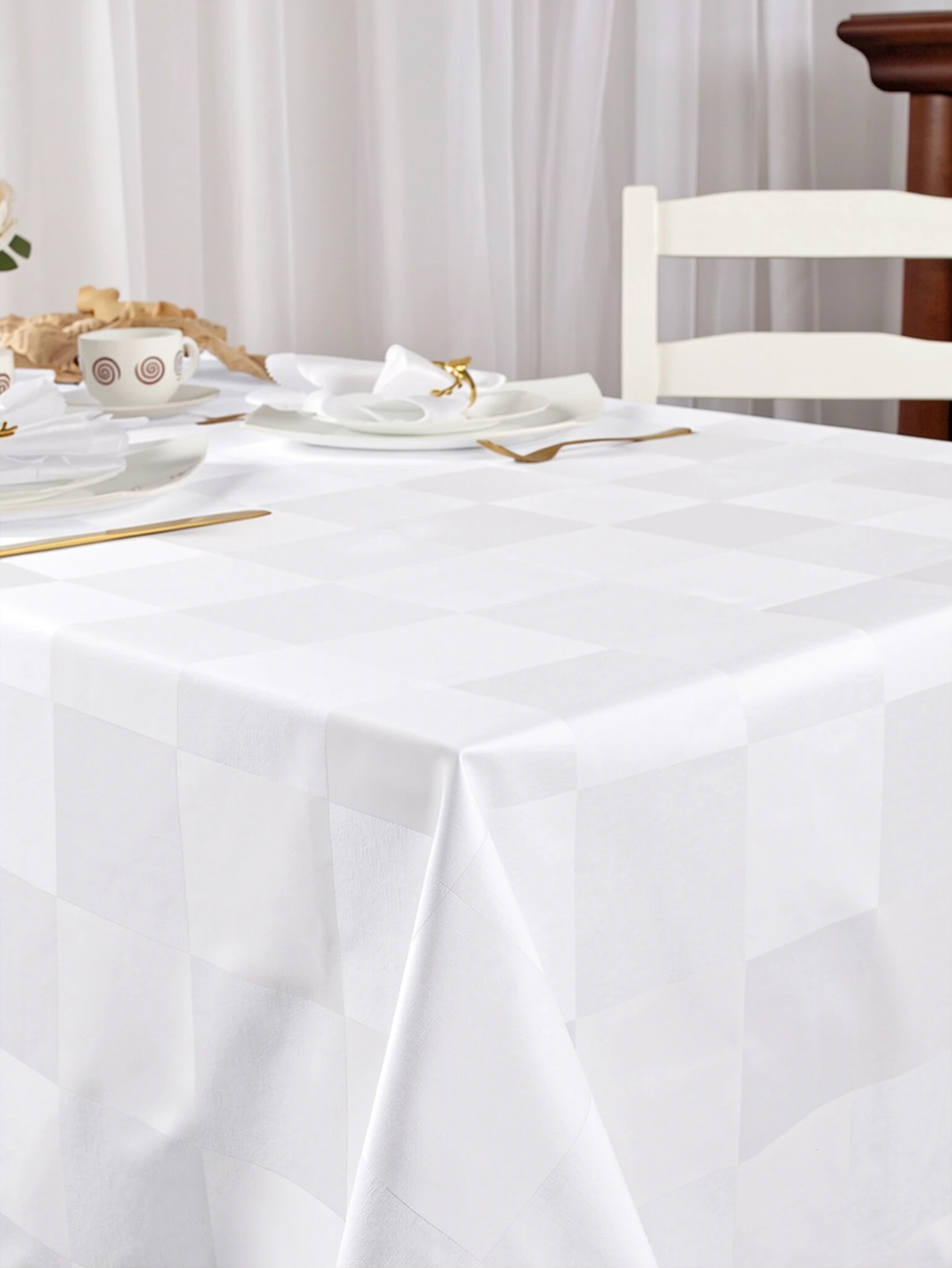 Скатерть Wellness Клетка сатен 145 x 180 см - фото 3