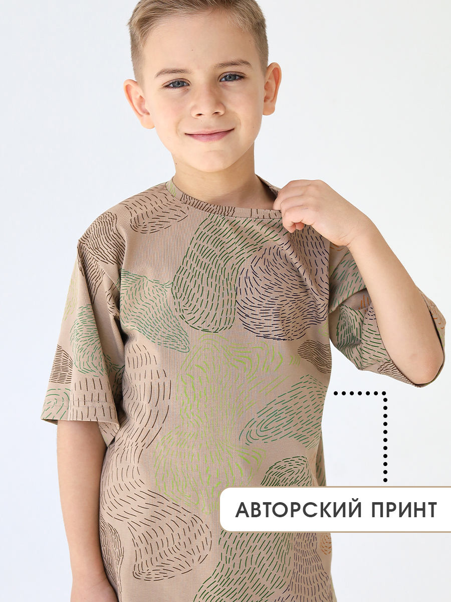 Футболка и шорты MINIDINO Т-КМПЛ-018Комплект Лето камуфляж желудь - фото 2