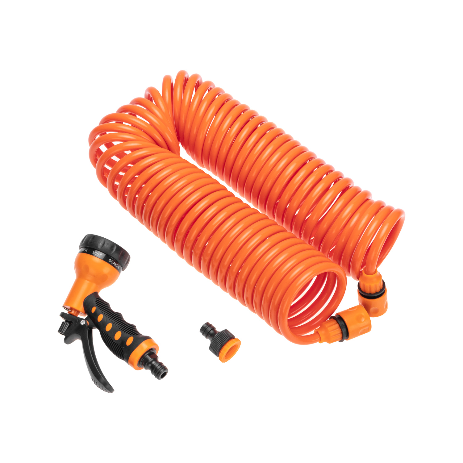 Шланг спиральный, 15м х 8мм, пистолет-распылитель, 2 коннектора, адаптер - фото 7