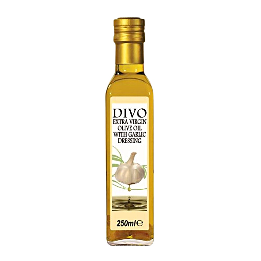 Масло оливковое DIVO Extra Virgin с ароматом чеснока 0.25л - фото 1