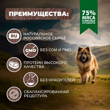 Корм для собак Родные корма ягненок с рисом по-кавказски 970г