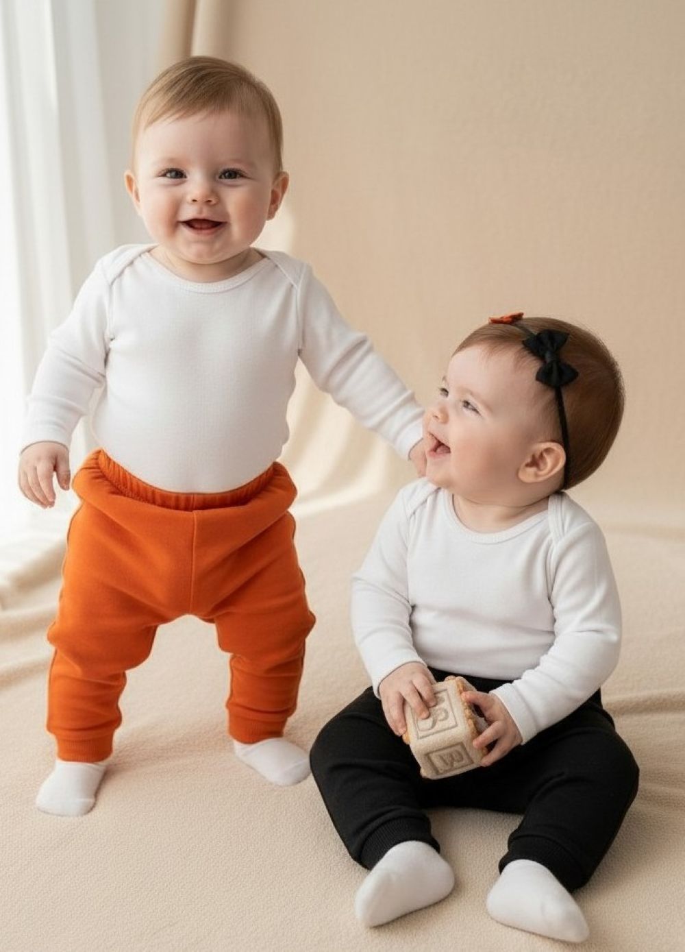 Брюки 2 шт Deiko Baby D1105 оранж/чёрный - фото 3