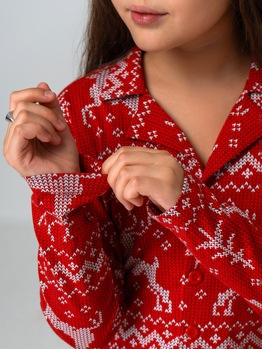 Пижама HappyFox HF00105красный.олени - фото 4