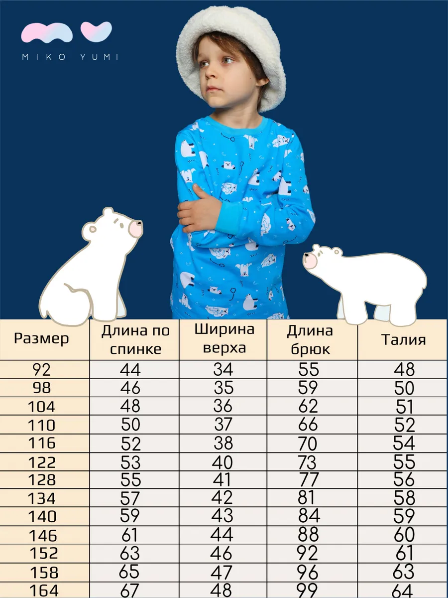 Пижама MIKO YUMI PB-4020голубой - фото 3