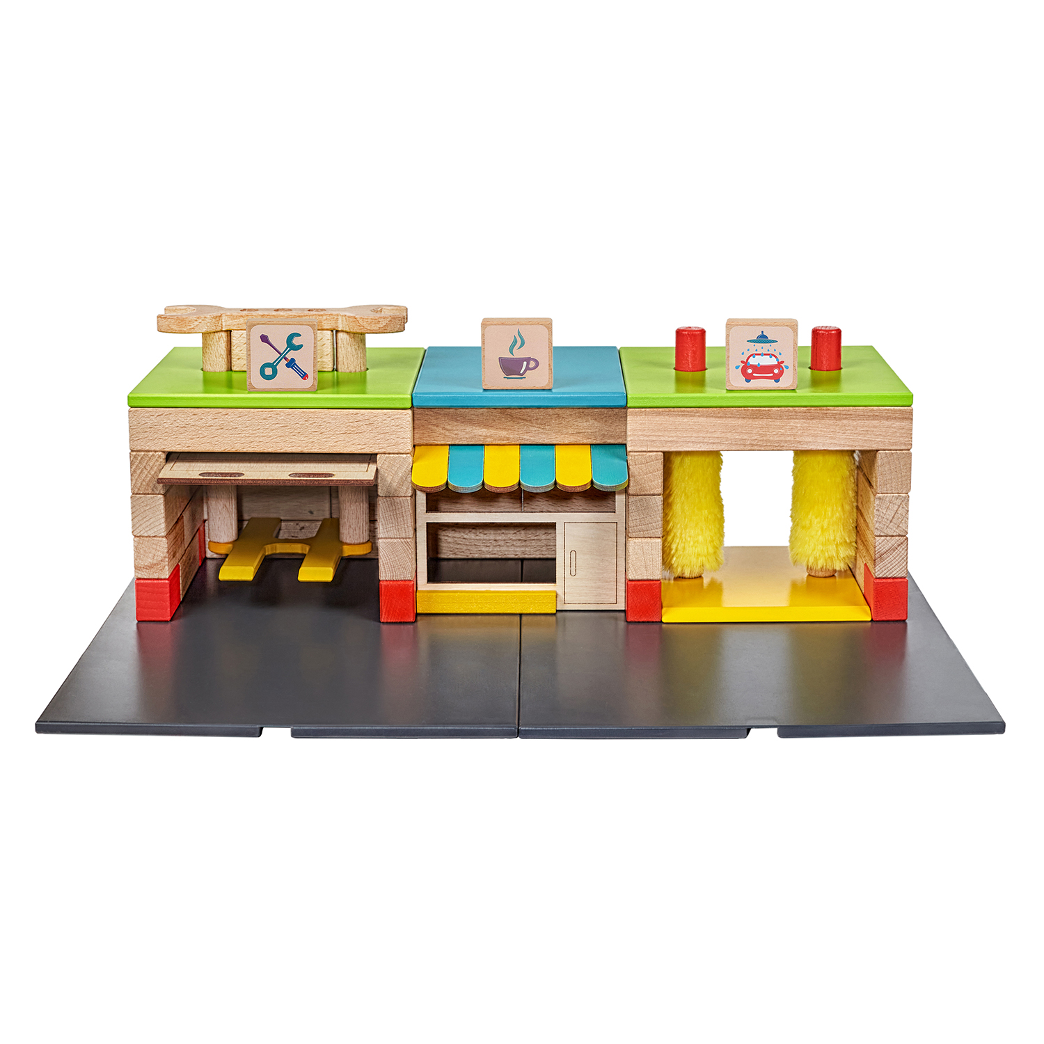 Конструктор WOOD BLOCKS Транспарк деревянный - фото 8