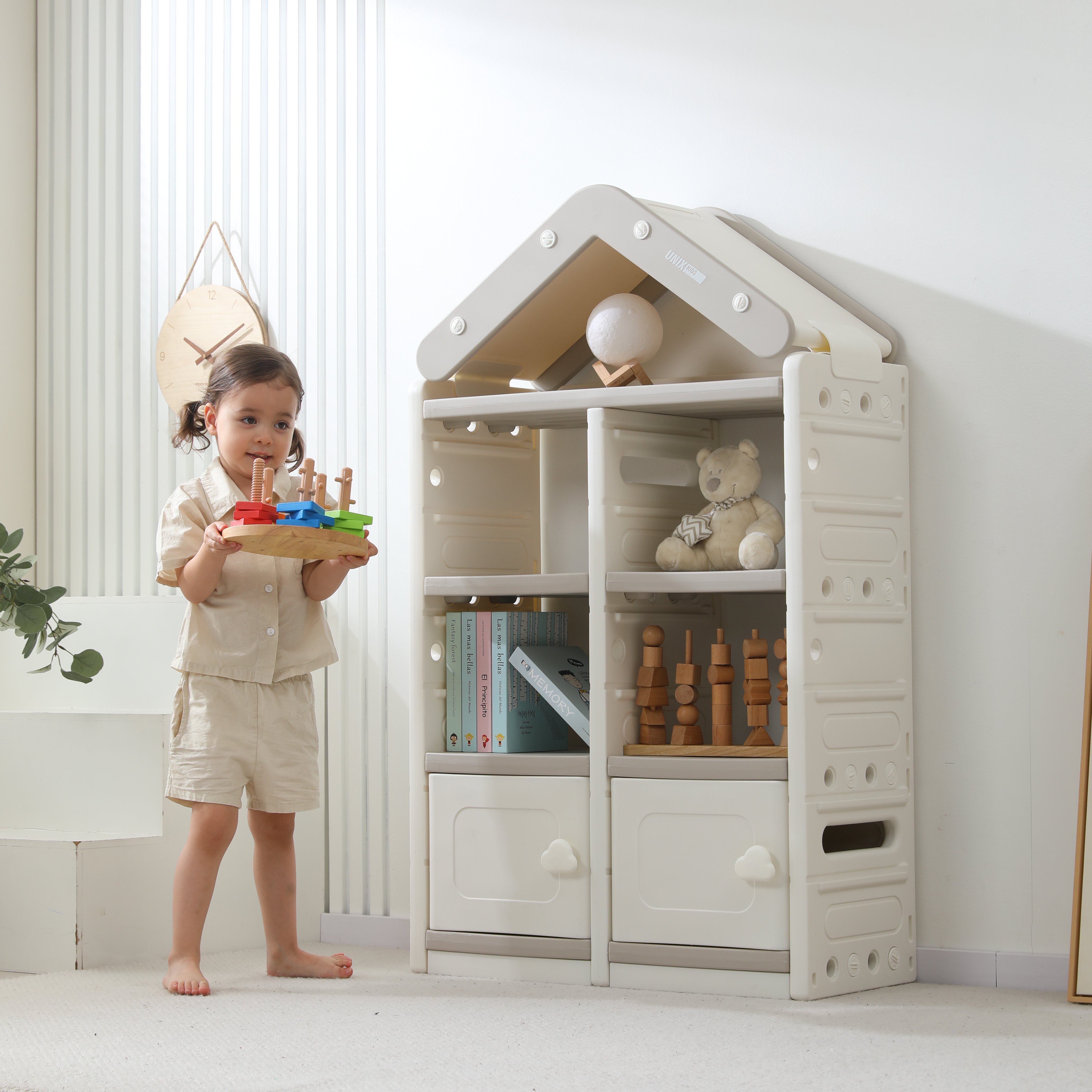 Стеллаж для игрушек UNIX Kids House 2 ящика Grey - фото 15