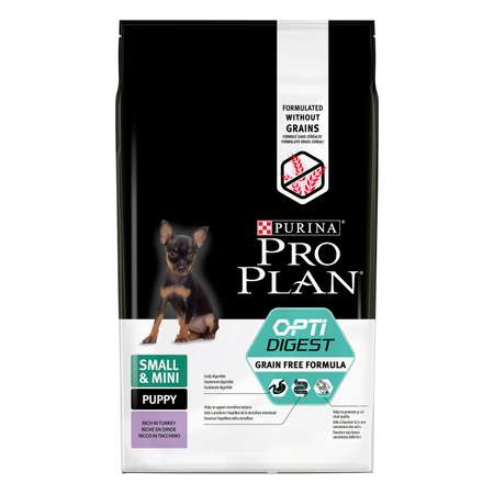 Корм для щенков PRO PLAN Grain Free Formula мелких и карликовых пород чувствительное пищеварение индейка 7кг