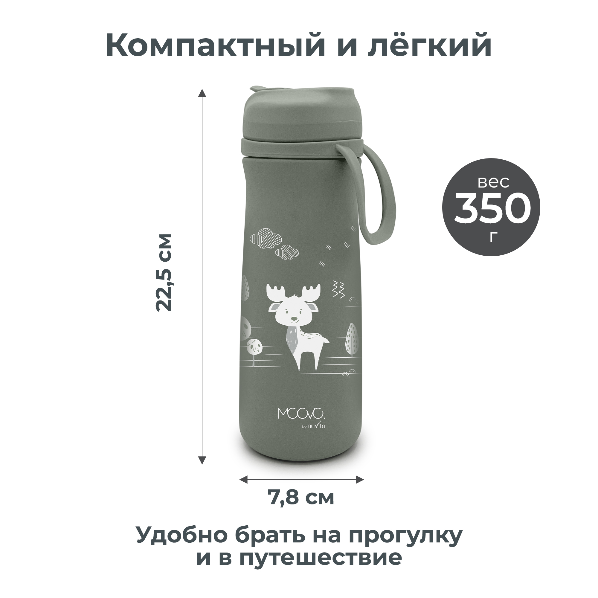 Термос-поильник детский Nuvita с мягким носиком 500 мл серый - фото 9