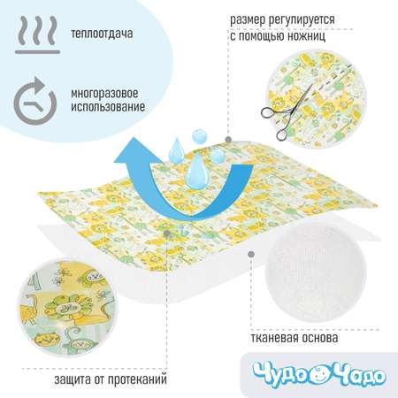 Клеенка Чудо-Чадо подкладная без окантовки 100х140см зверушки/зелено-желтый