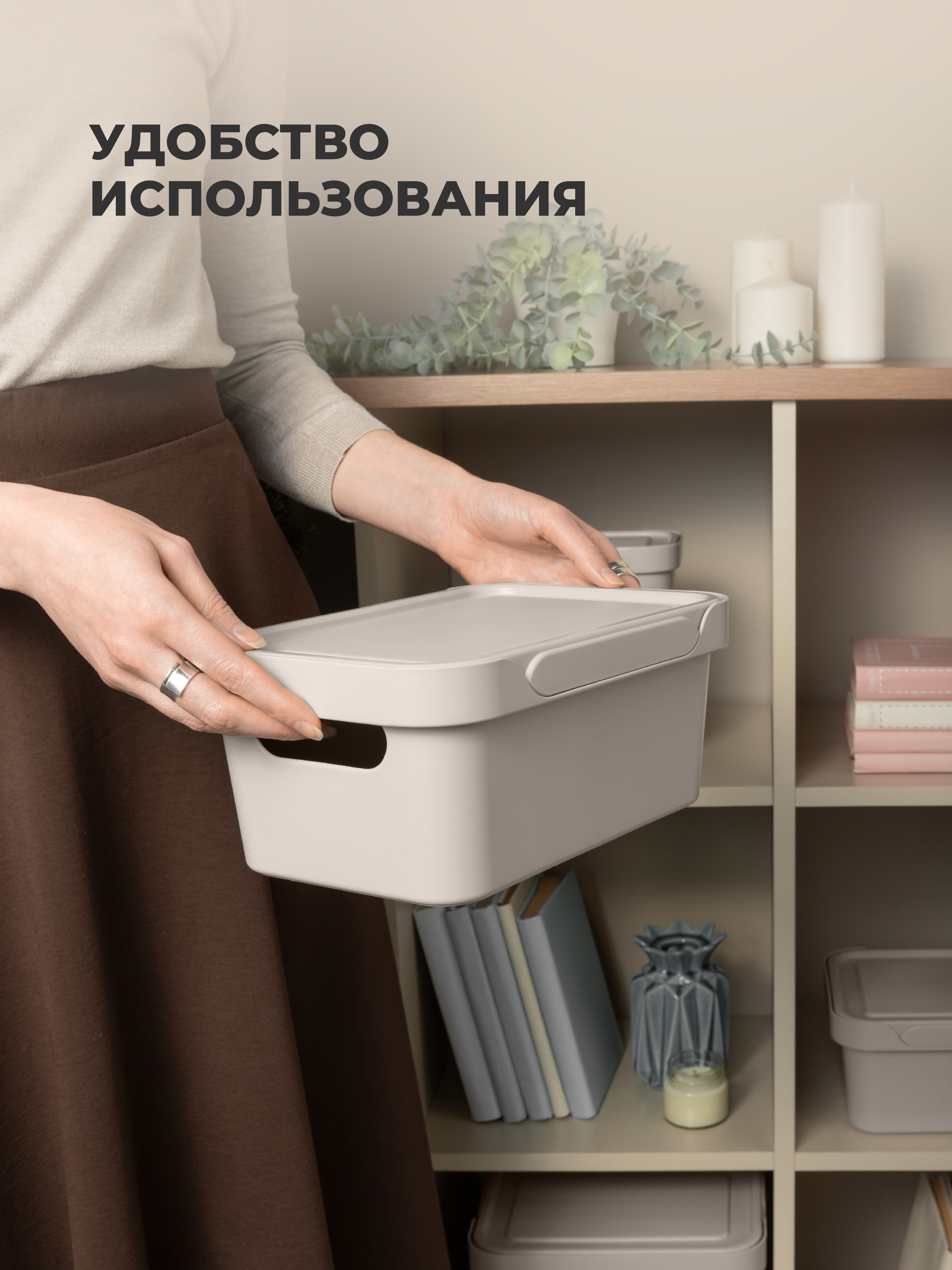 Набор ящиков с крышкой Econova Универсальные 27х19х12 см 4 и 6л - фото 3