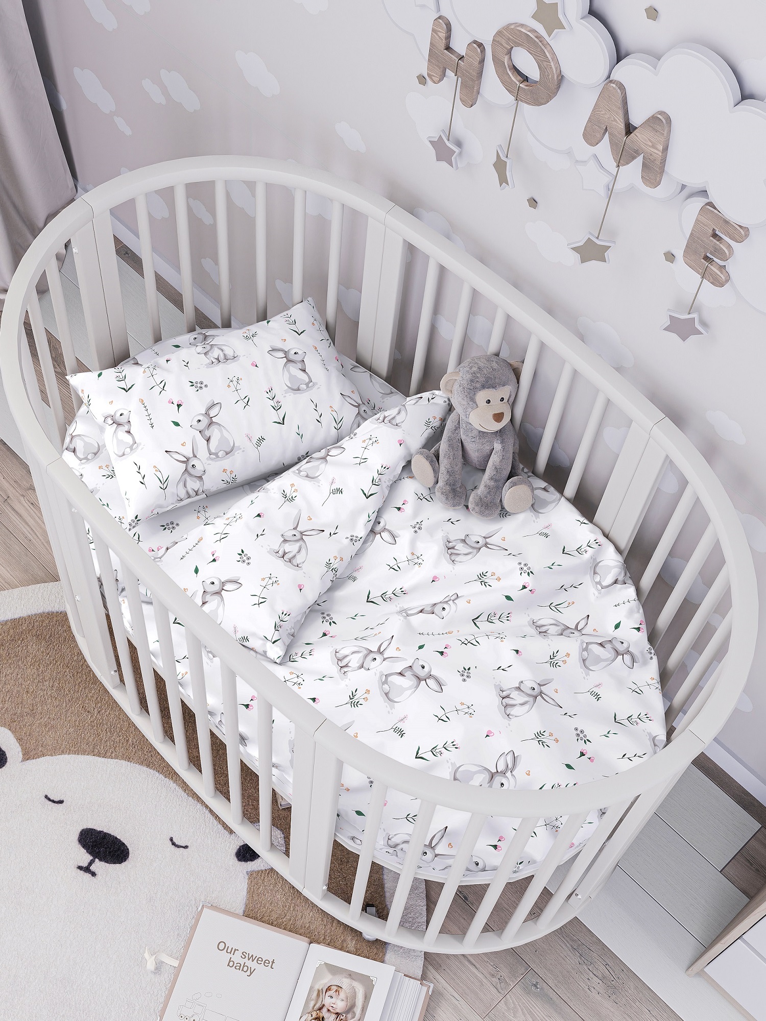 Комплект постельного белья Lemony kids Зайчики с веточкой детский 3 предм. - фото 2