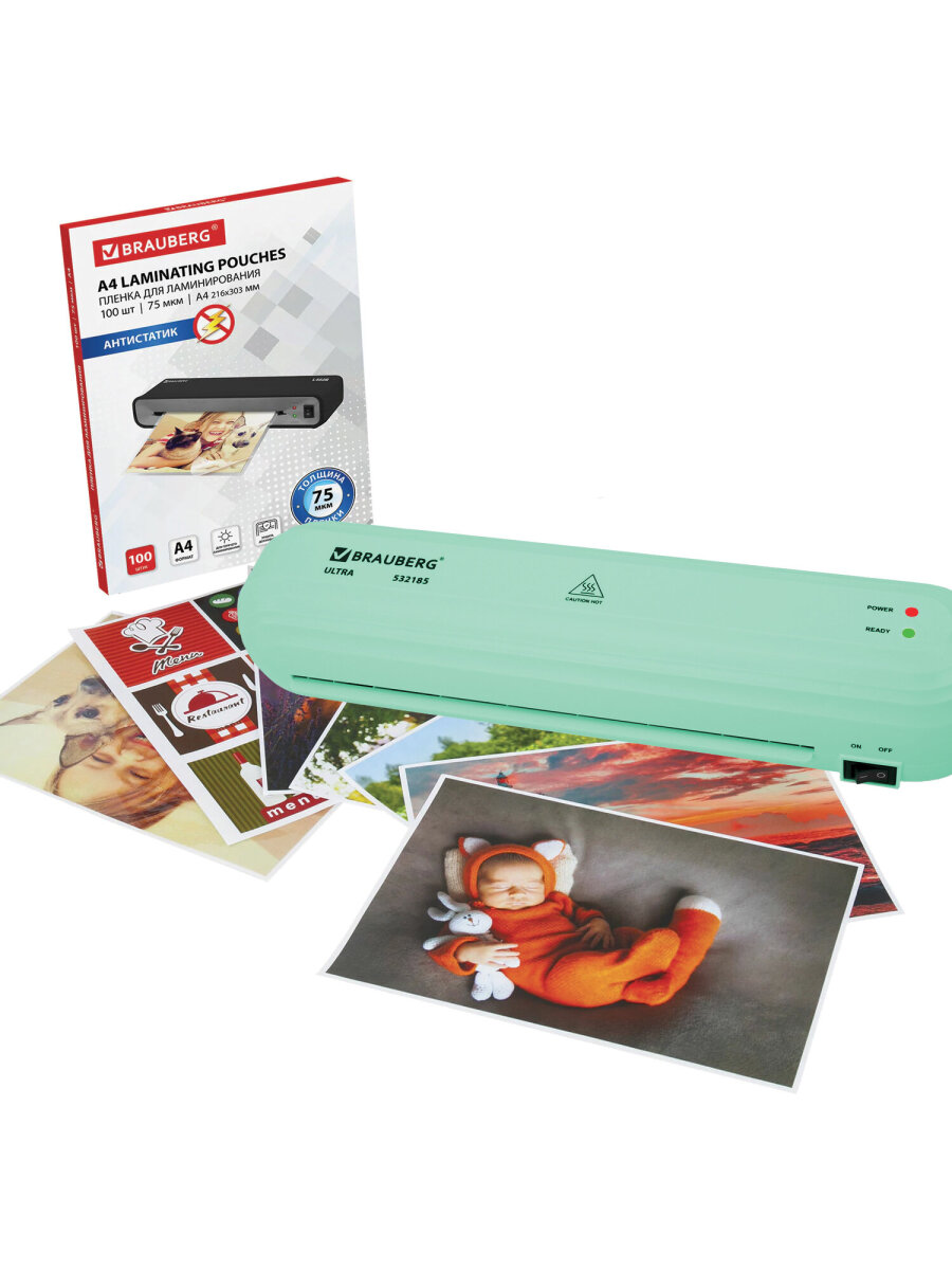 Ламинатор бумаги Brauberg для офиса и дома A4 60-150 мкм 30 см/мин - фото 14