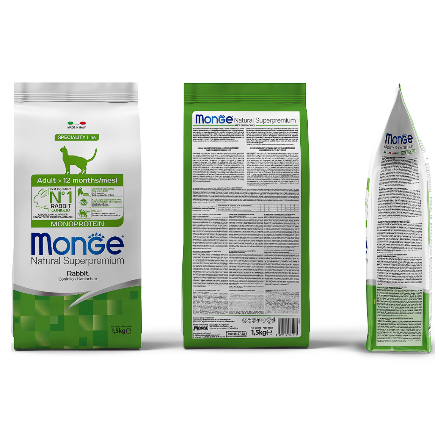 Корм сухой для кошек MONGE Monoprotein 1.5кг с кроликом для взрослых - фото 5