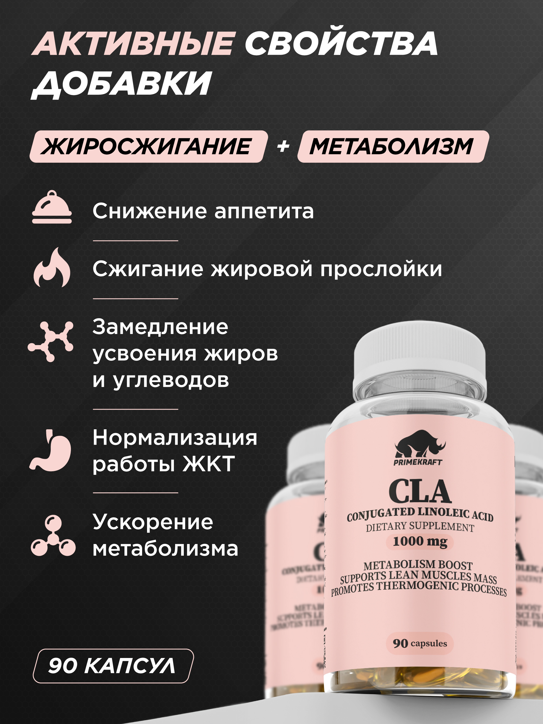 Жиросжигатель Prime Kraft CLA 90 капсул - фото 4
