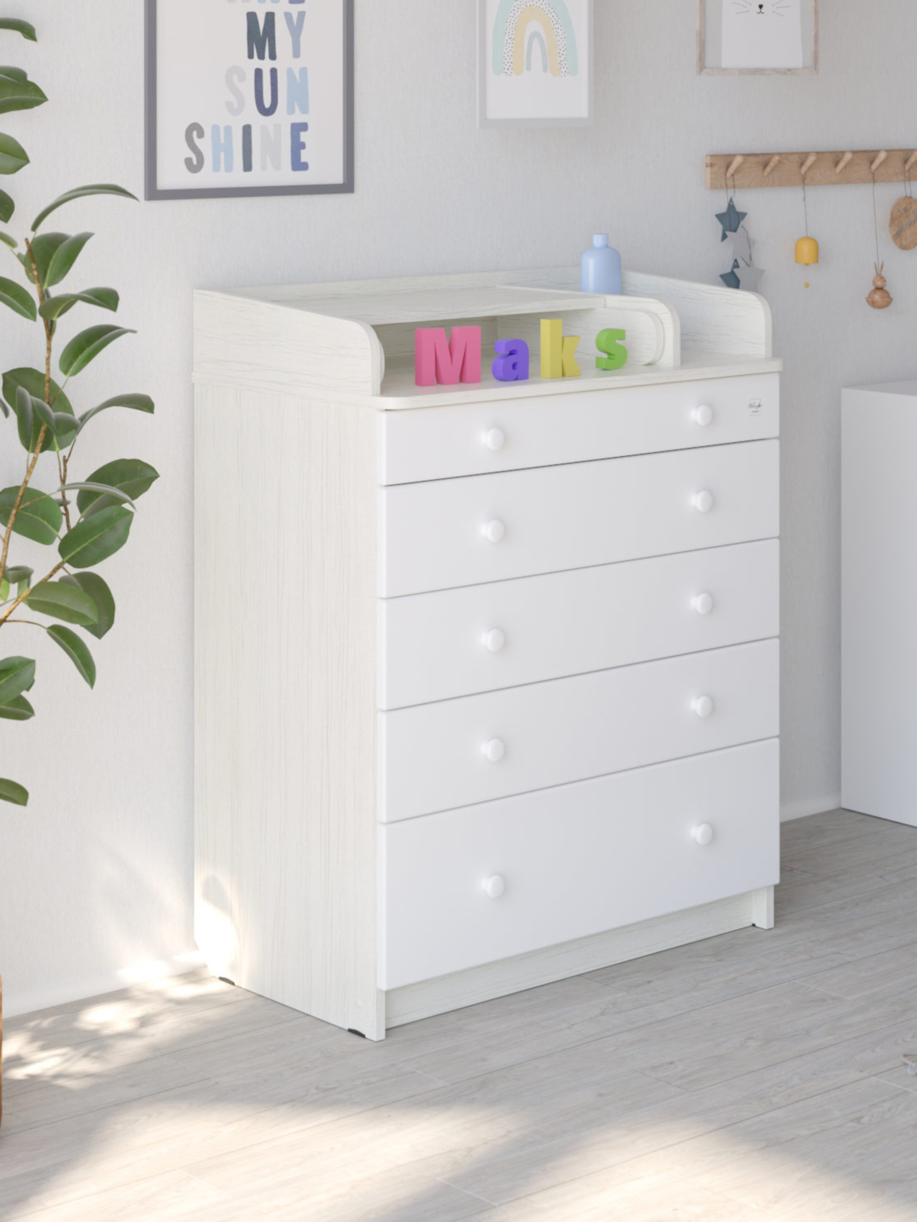 Комод пеленальный Aton Maks древесина белая белый - фото 9