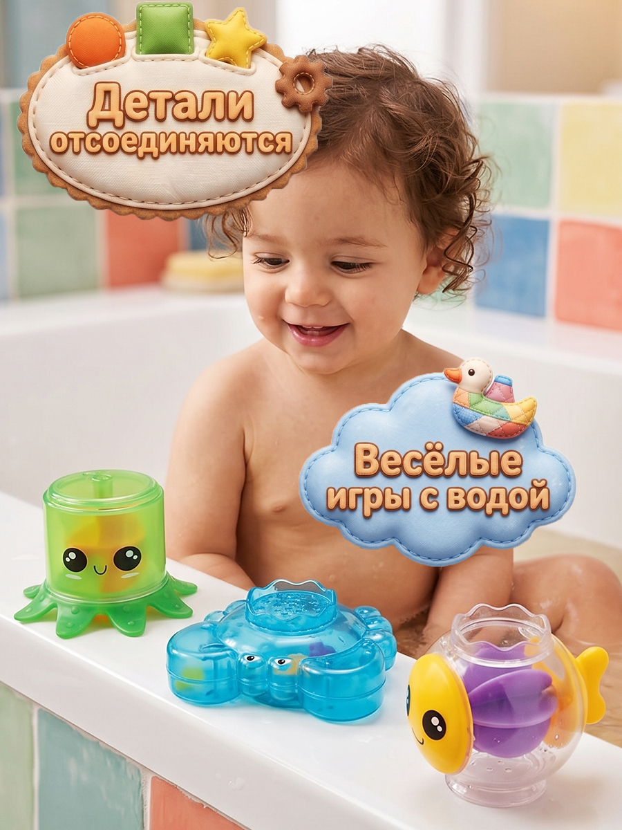Игрушка Mioshi пирамидка Морские обитатели - фото 3
