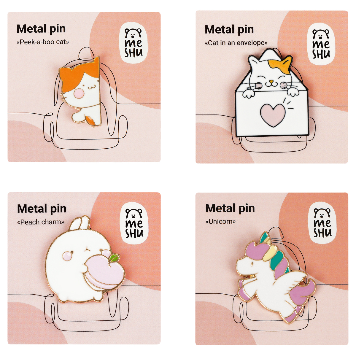 Значок Meshu Cute animals 4 шт. - фото 8