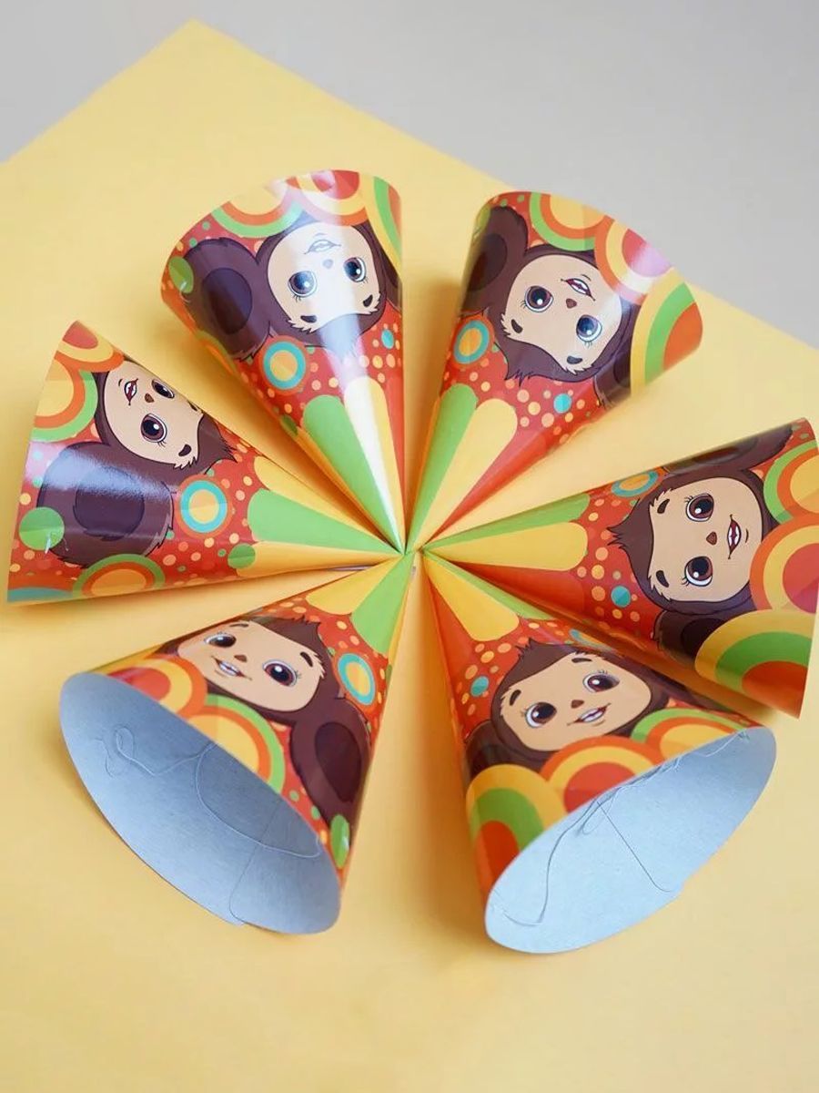 Праздничные колпаки картонные Riota Чебурашка 6 шт - фото 6