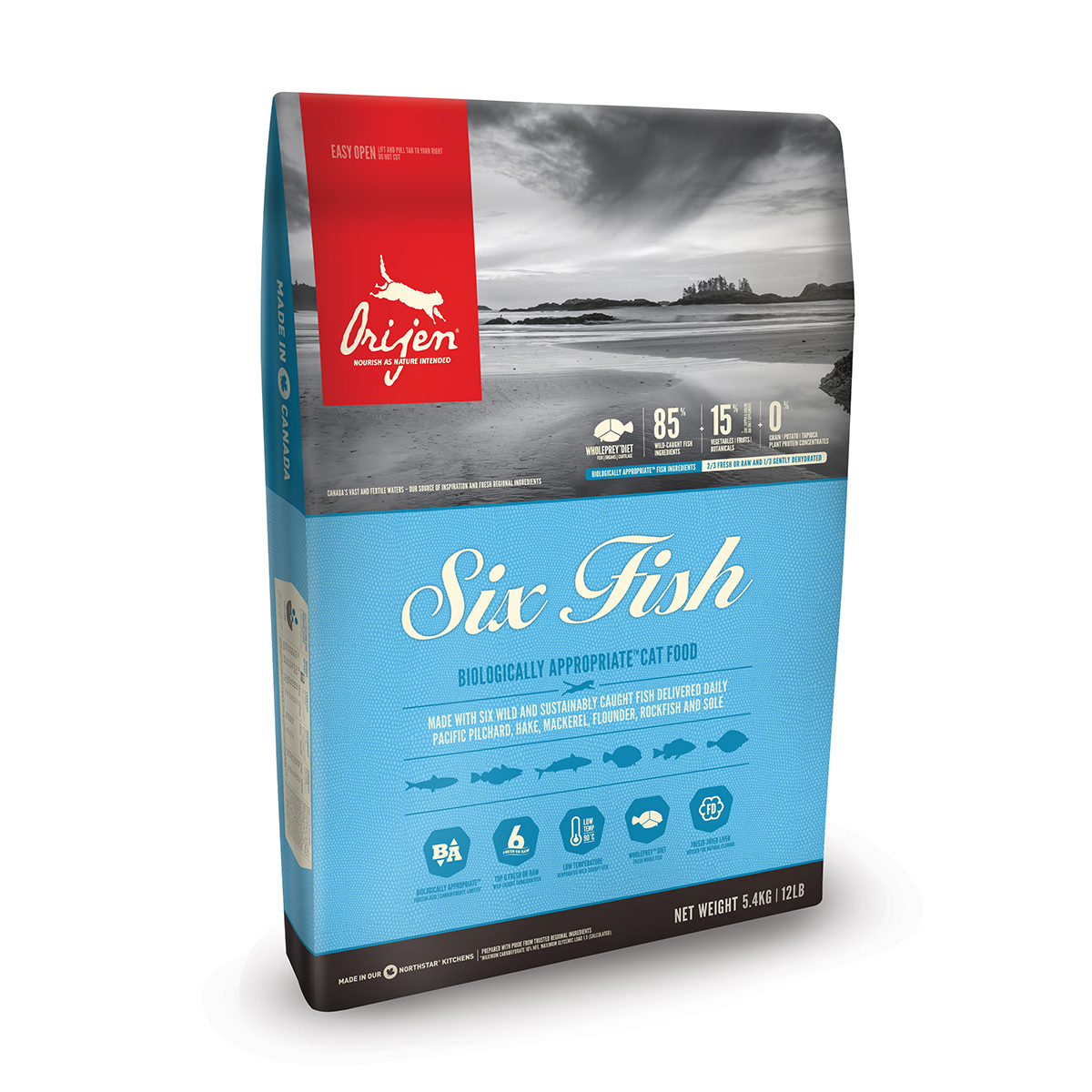 Корм сухой для кошек ORIJEN Six fish 5.4кг беззерновой 6 видов рыб - фото 1