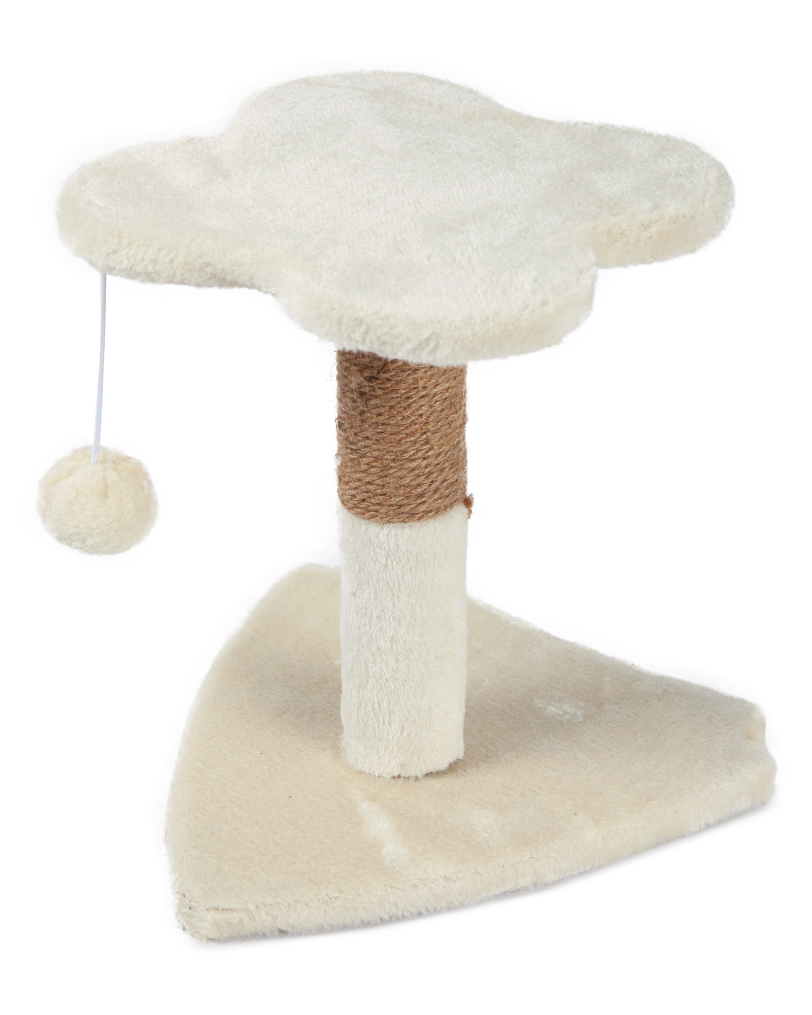 Когтеточка для кошек Barbaks Столбик-сидушка Клевер с игрушкой 30*30*30см - фото 1