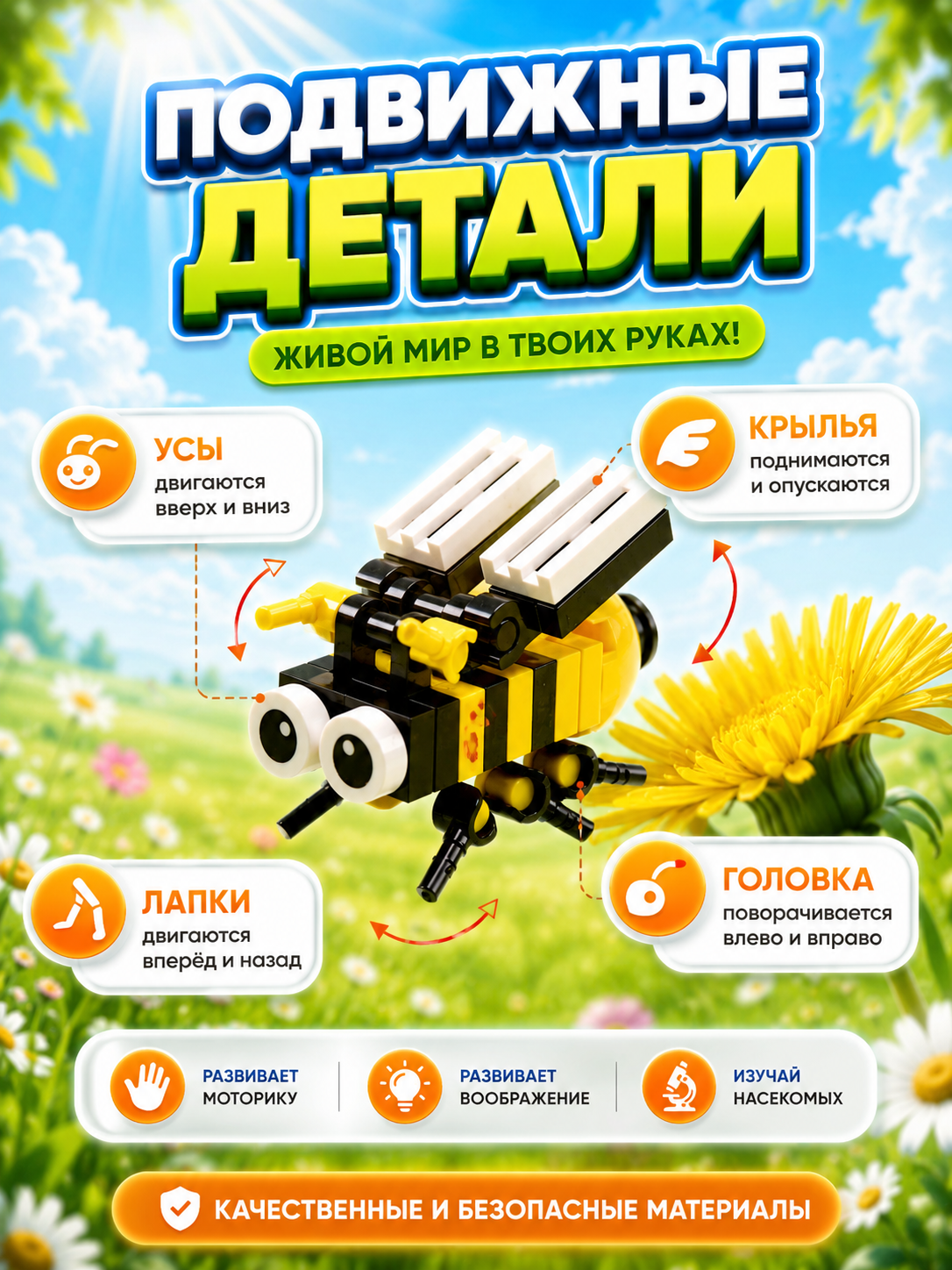 Конструктор LampStory Насекомые букашки 300 дет. - фото 4
