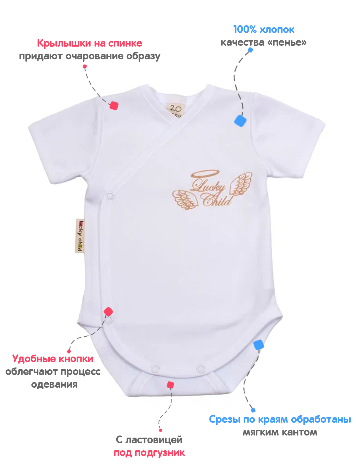 Боди Lucky Child 17-51 белый/0-2 - фото 3