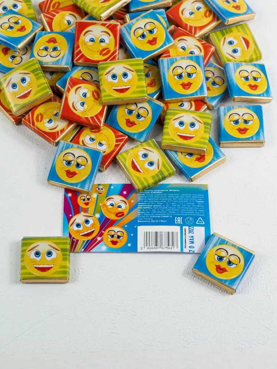 Маленькие шоколадки KORTEZ Веселые Мэйлики 100 шт 5г глазурь - фото 12