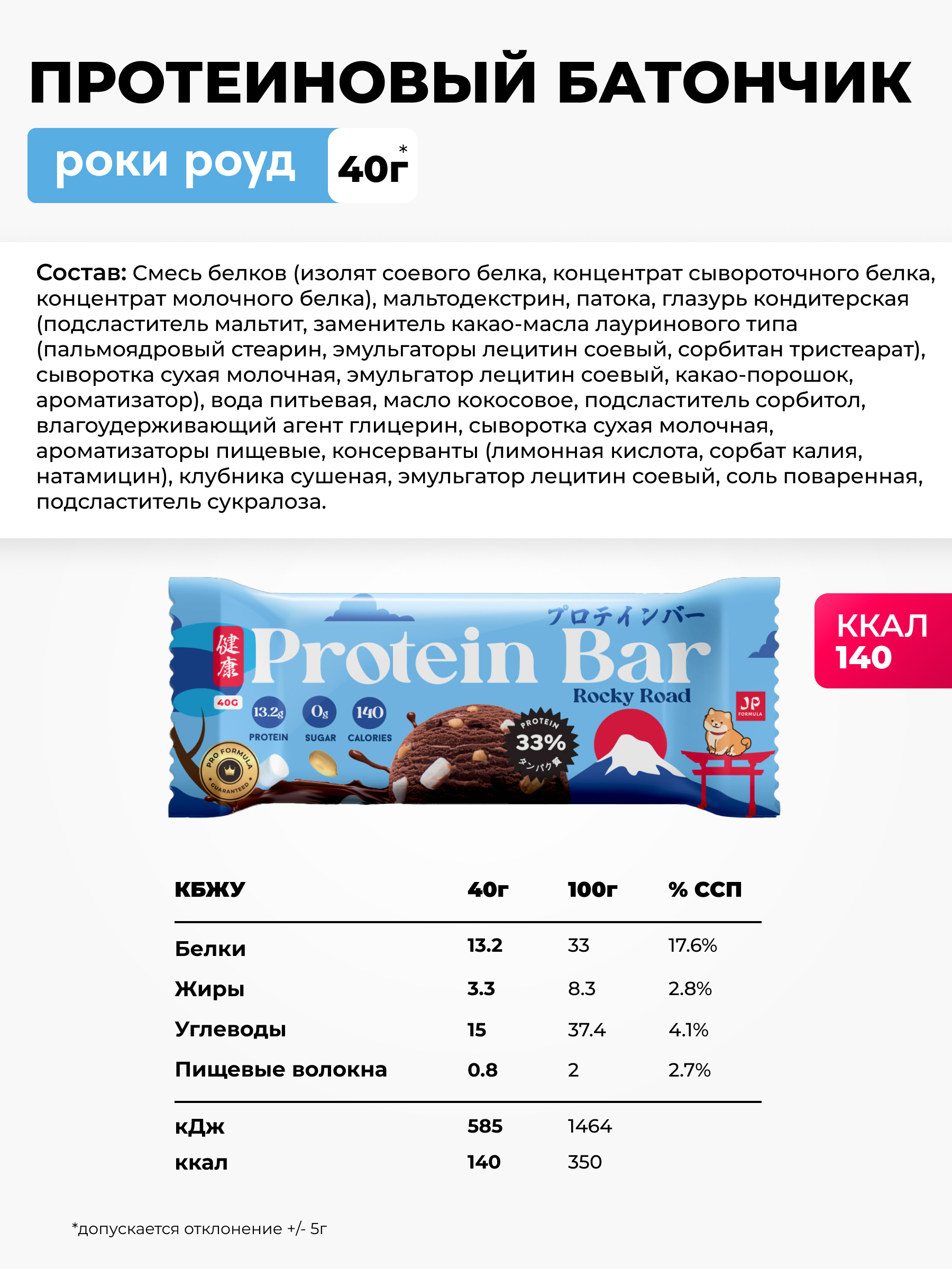 Протеиновые батончики набор Japan Formula 16 штук вкус Роки-Роуд - фото 3