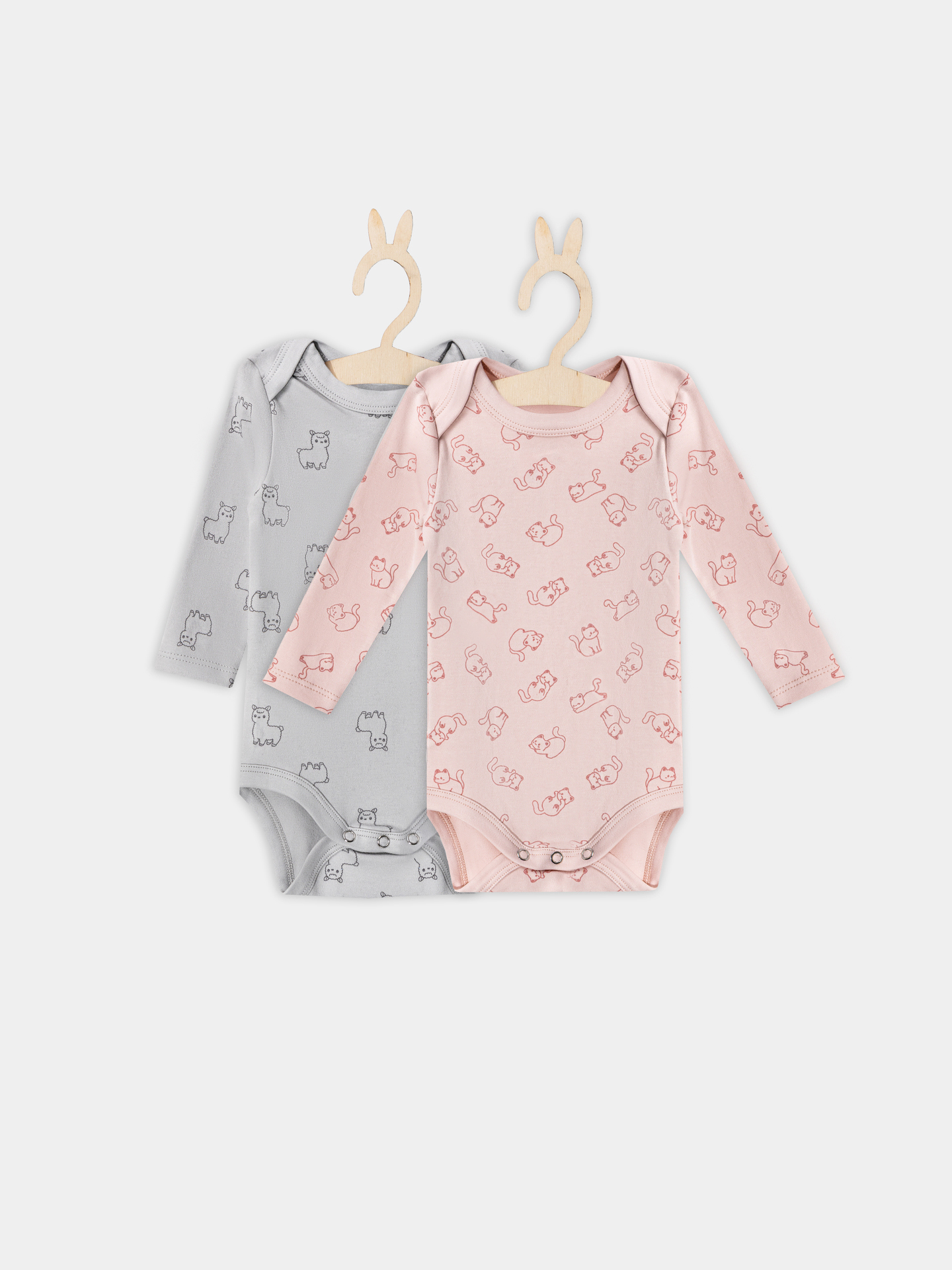 Боди 2 шт Mark Formelle (Марк Формэль) 13016-2/котики на розовом +альпаки на сером - фото 2