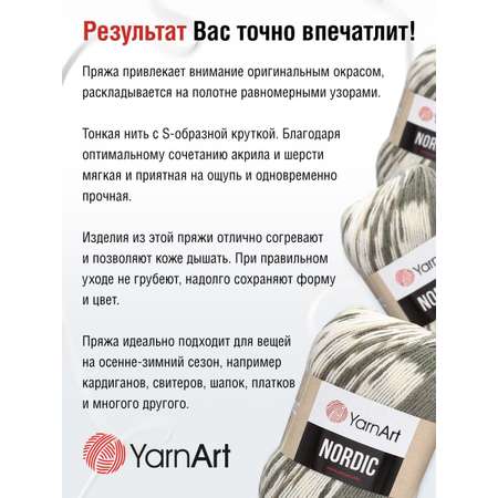 Пряжа YarnArt Nordic полушерстяная 150 г 510 м 659 меланж 3 мотка