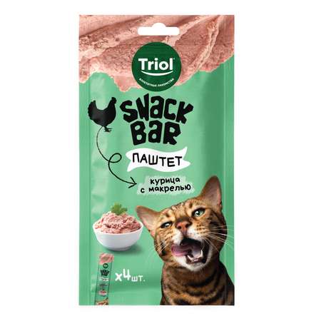 Лакомство для кошек Triol Snack Bar 40г паштет из курицы с макрелью
