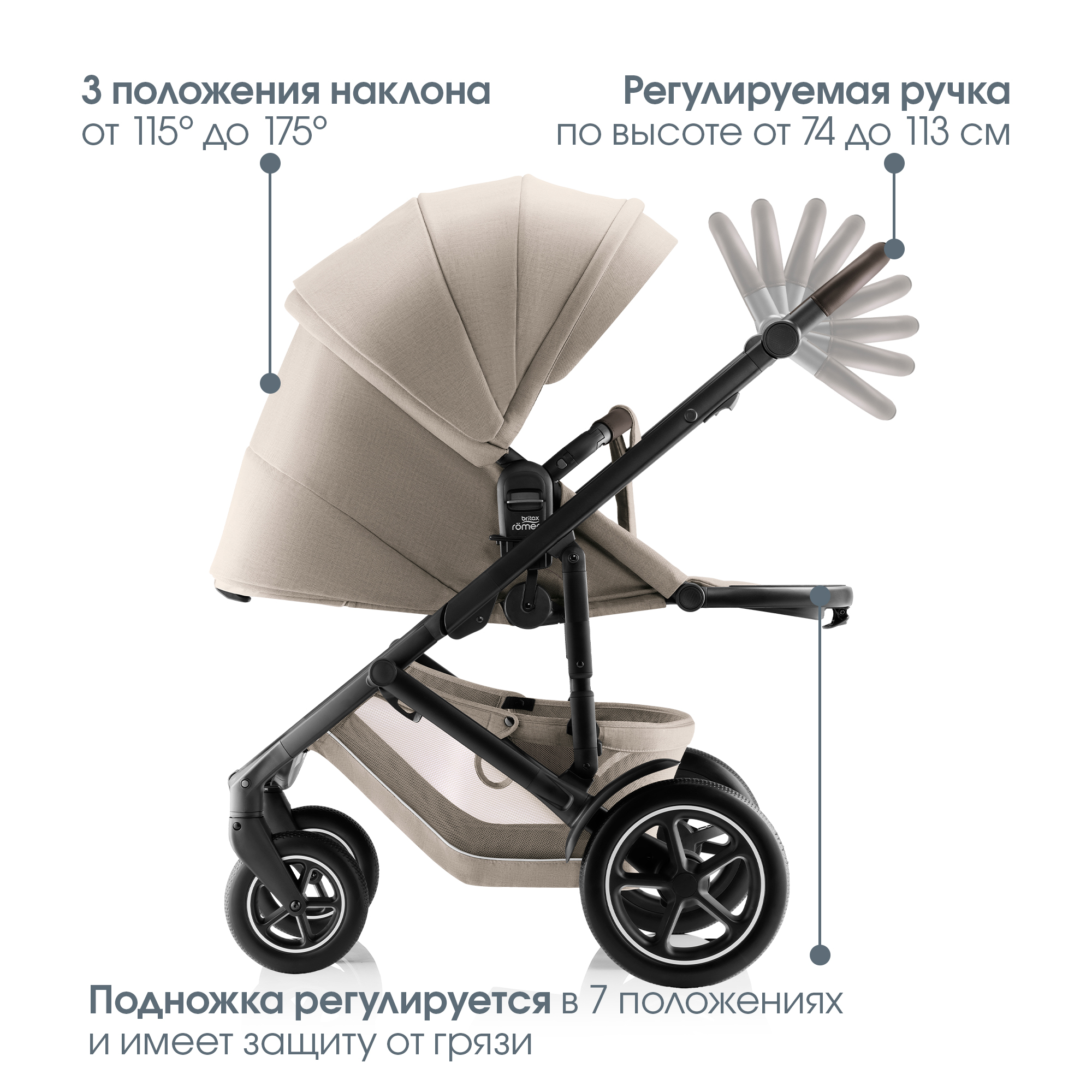 Коляска 2в1 Britax Roemer Smile 5Z Style Teak 0+ бежевый - фото 7