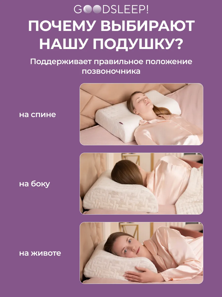 Ортопедическая подушка Goodsleep! для сна для взрослых с эффектом памяти - фото 4