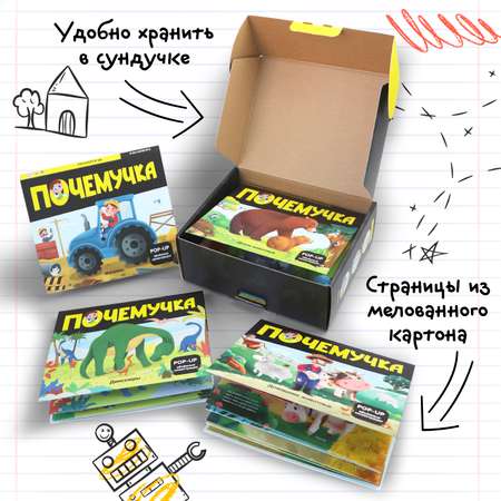 Набор энциклопедий Почемучка Malamalama 6 книг с объемными картинками