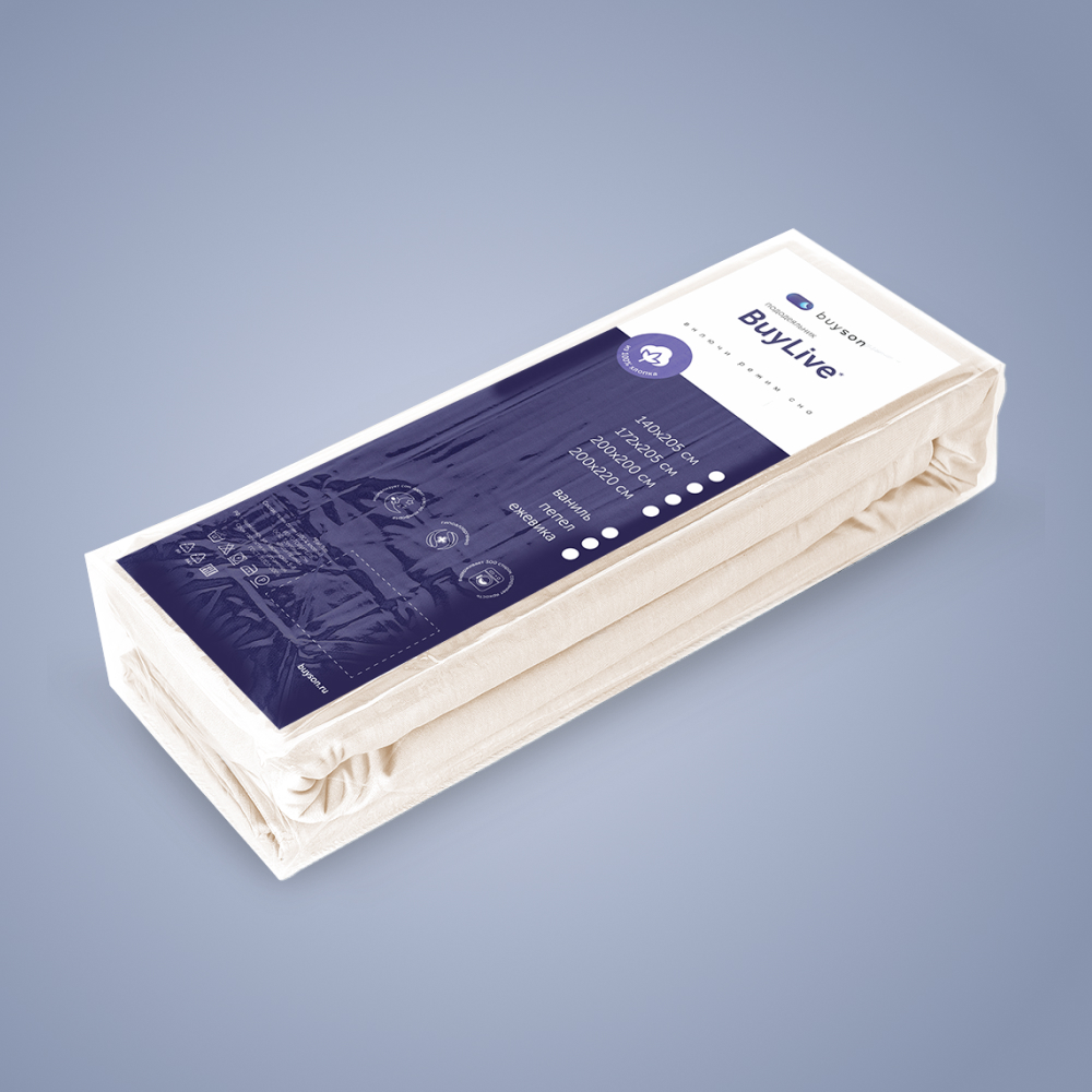 Пододеяльник buyson BuyLive 140x205 см хлопковый сатин цвет ваниль - фото 12